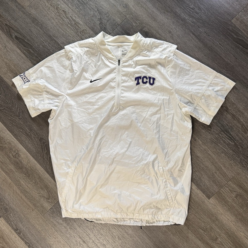 Nike TCU Pullover 1/4 Zip Side White  Zipper Football Baseball Coach 2XL